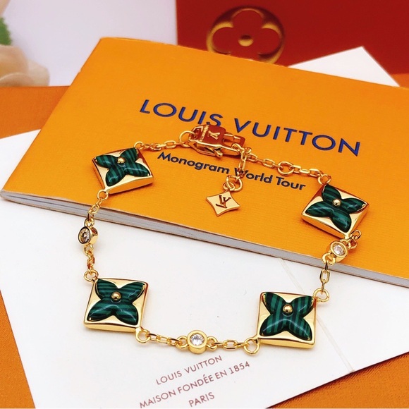 Louis Vuitton Gold Bracelet with Green Accents